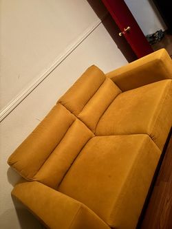 Trendy Mustard Yellow Velvet Couch