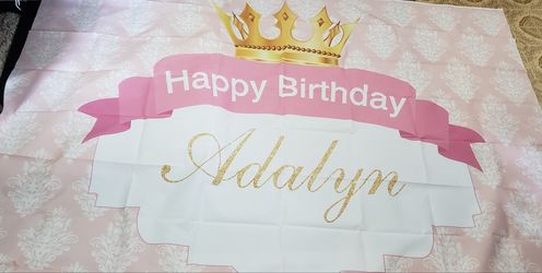 Princess Birthday Banner has the name Adalyn