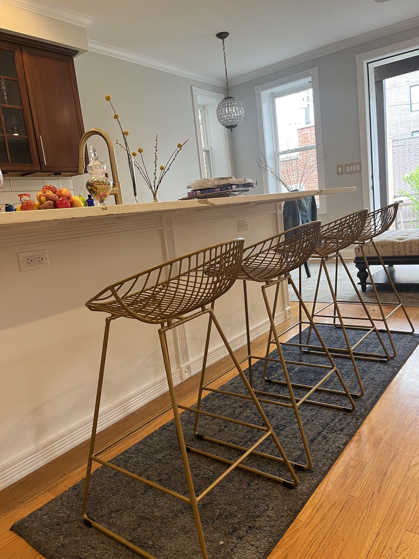 Luxurious Set Of 4 FULL METAL GOLD Bar Stools