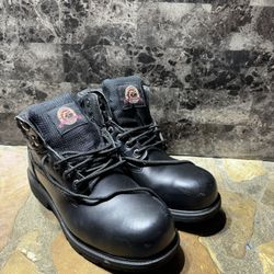 BRAHMA Steel Toe Boots for Men 11 WIDE Black Leather Shock Absorbent Weight 