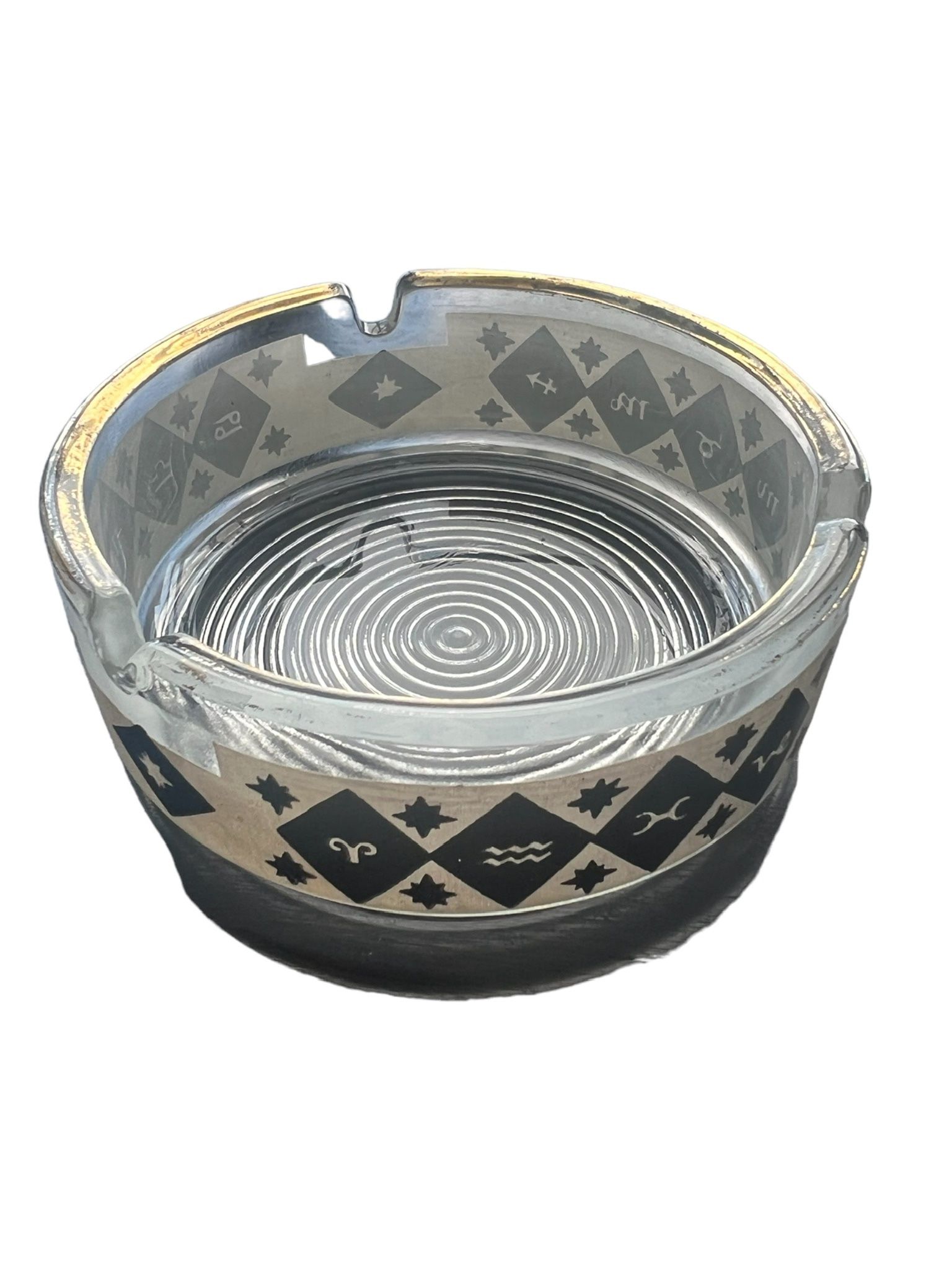 Vintage Glass Zodiac Ashtray Tobacciana 1960’s Astrology Horoscope Zodiac Gift Vintage collector item Excellent Condition 3” across B10