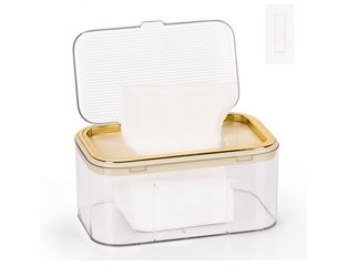 Flenpptly Baby Wipes Dispenser, Wipe Holder Wipes Container Large Capacity Keep Wipes Fresh & Easy to Open (Gold)