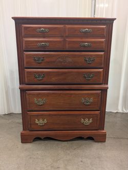 Traditional Cherry Wood Dresser with Brass Pulls