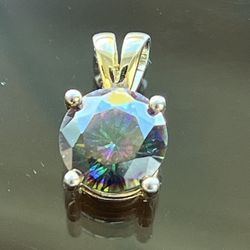 Vintage Estate Pendant - mystic Topaz or Garnet - Gold plated with possible sterling silver base