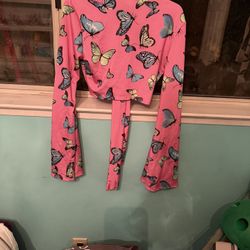 Rave Top Pink W Blue Butterflies 