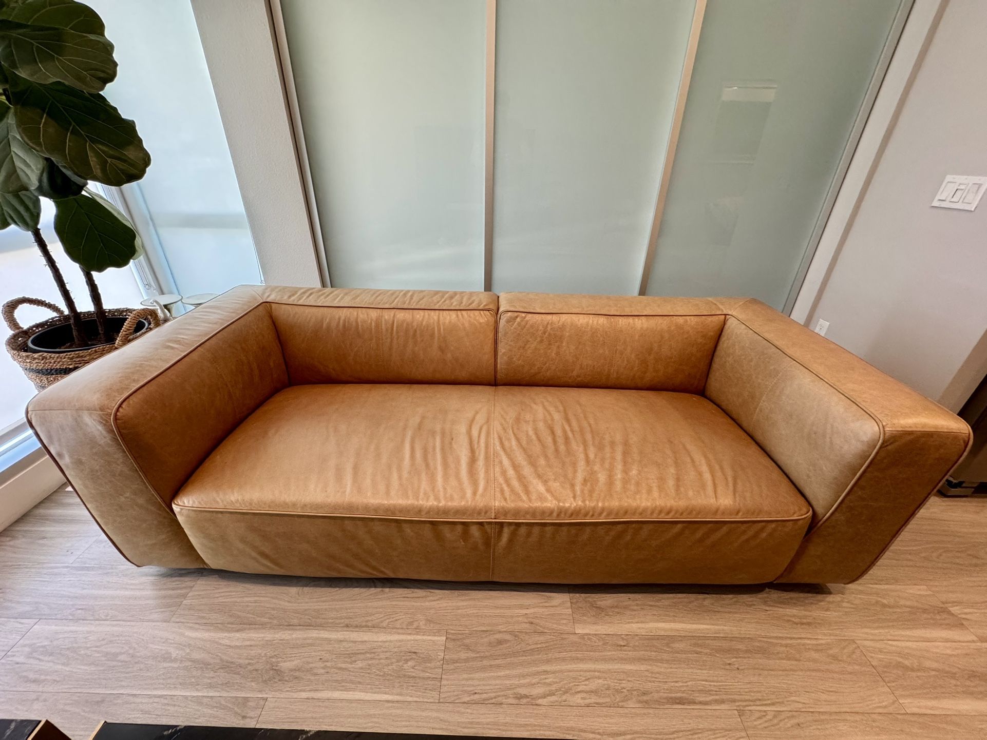 CB2 Lenyx Saddle Leather Sofa