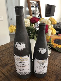 Decorative Champagne Bottles (2) Clay