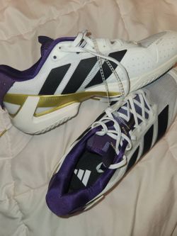 adidas Adizero Tennis Shoes Mens Size 12 White Purple Gold Black JQ3778