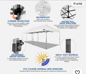 10'x30' Pop Up Canopy Heavy Duty Waterproof UPF 50+ Tent