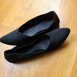 MIA Shoes Kerri Flannel Pointed Toe Flat in Black Ballet 8.5

