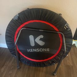 Work out trampoline w/handrail