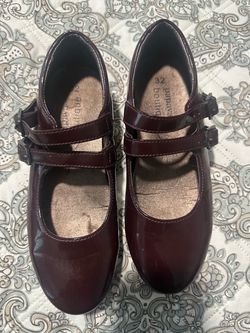 Girls Burgundy Patent Mary Jane Shoes Size 32
