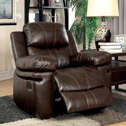 BROWN BONDED LEATHER MATCH CHAIR RECLINER