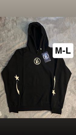 Black Graphic Hoodie with Star Embroidery M-L