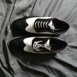 Enro Romero Wingtipped Black And White Shoes Size 8.5