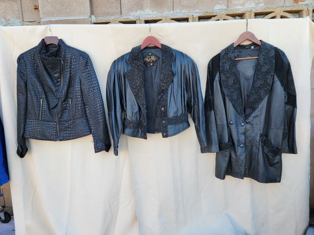 vintage leather jackets , size medium , READ post for prices and description