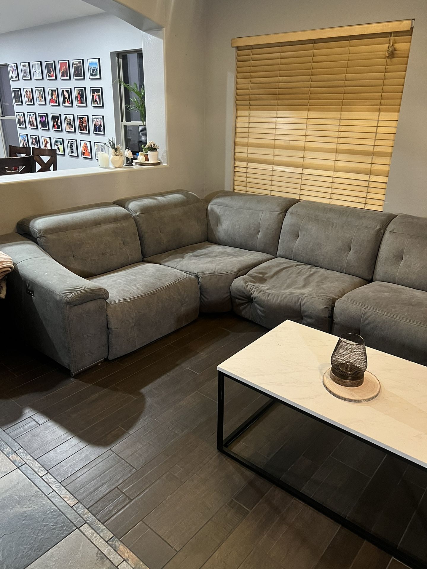 Gray Sectional Recliner Couch 