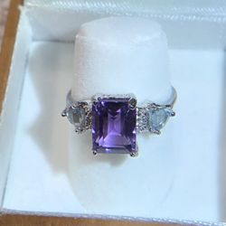 Emerald Cut 2.33 Amethyst & Topaz Ring