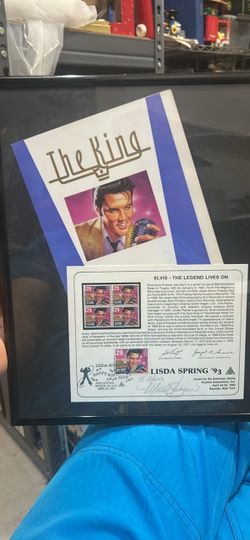 Elvis Presley "The King" LISDA Spring '93 Souvenir Cover w/ Stamp Sheet/Framed