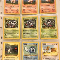 9 Vintage Shadowless Base Set Pokemon Cards in Excellent Condition Lot #4