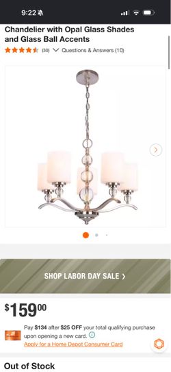 Laurel Hill 5-Light Brushed Nickel Chandelier with Opal Glass Shades and Glass Ball Accents