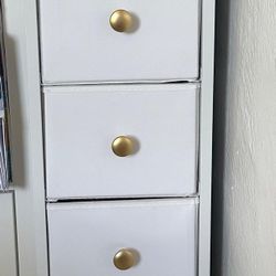 Slim 5-Drawer Storage Unit – White with Gold Knobs – PICK UP ONLY