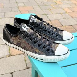 Mens Converse Camo Overlay Sneakers - Black & Cactus Green Ox 146463C US Size 9