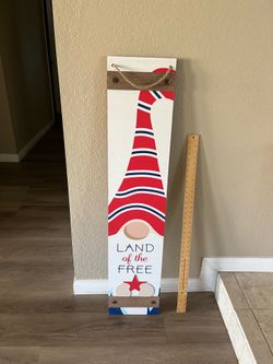 Gnome Land of the Free porch sign two-sided