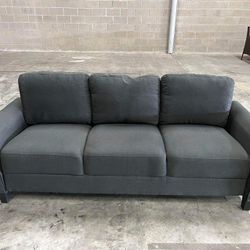 New 76 in. W Flared Arm Linen Fabric 3-Seat Modern Straight Sofa in Black