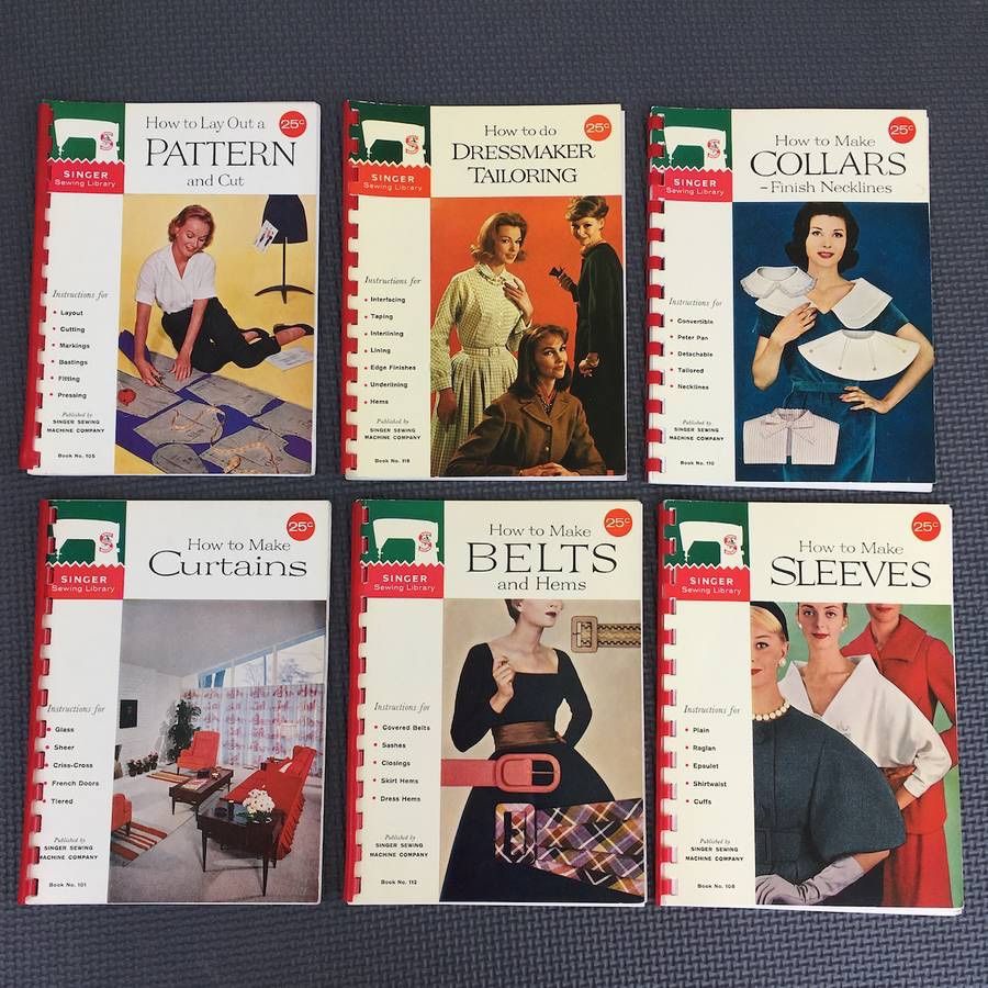 Lot of 6 Vintage Singer Sewing Machine Library Comb Bound Books