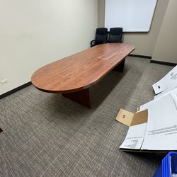 10 Foot Solid Wood Conference Table and Chairs 