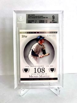 2007 Topps Moments Milestones Mickey Mantle 164-108 NY Yankees 014/150 BGS 9