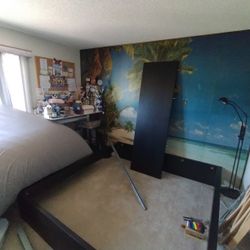 Wooden Black bedframe With All Parts And Hardware 