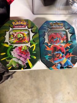 Pokémon TCG Mega Meganium & Mega Feraligatr EX Tins***price is 50$ each