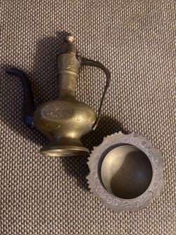 Collectible Brass Mini Teapot & Dish