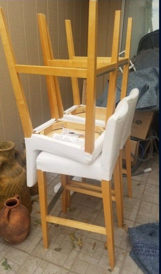 White Blonde Wood Ikea Tall Dining Chairs