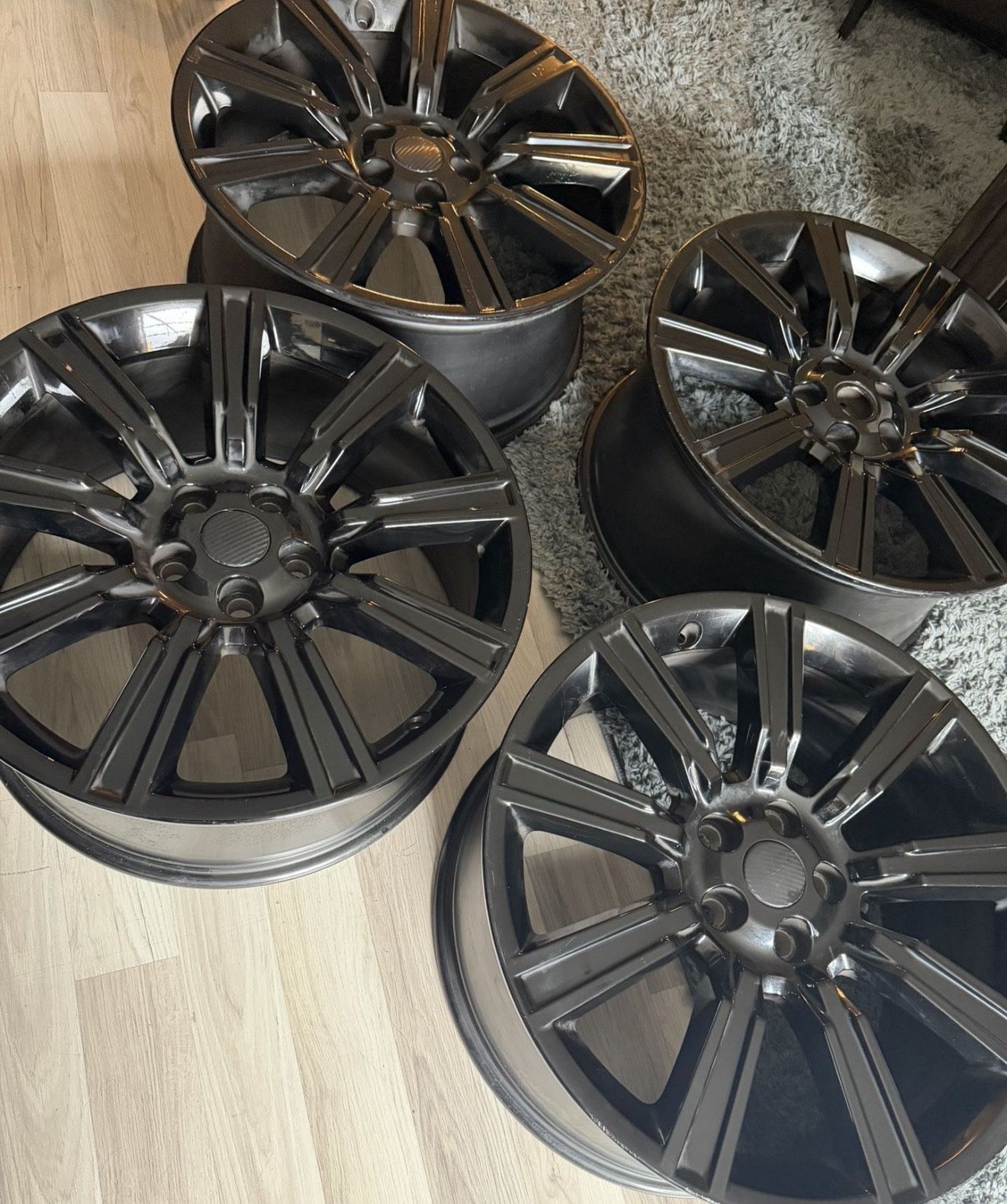 Black 9 Spoke 21 Inch Rims > Steel > 21”x9.5” > 5x120 Bolt Pattern > Great Condition!