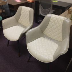 2 Light Gray & Cream Accent Chair