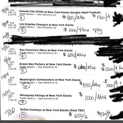 NY Giants Football Tickets Available -see Desc.