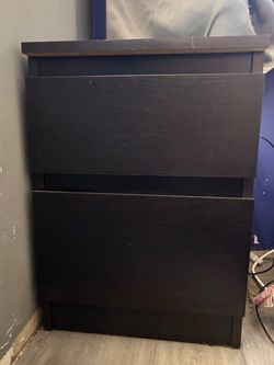 Dark Brown 2-Drawer Nightstand
