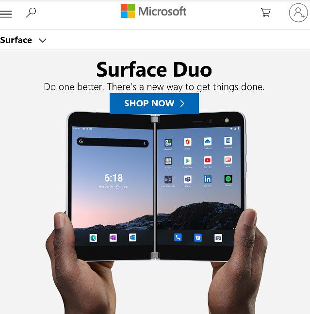 Surface Duo, Glacier White, 6GB, 256GB storage