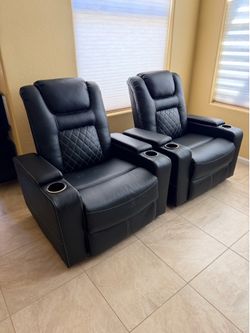 Black Leather Power Recliner Chairs