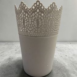 White Lace-Top Decorative Pot or Vase
