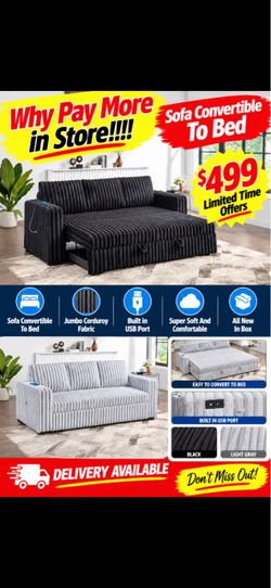 Sofa Convertible To Bed built in USB Port