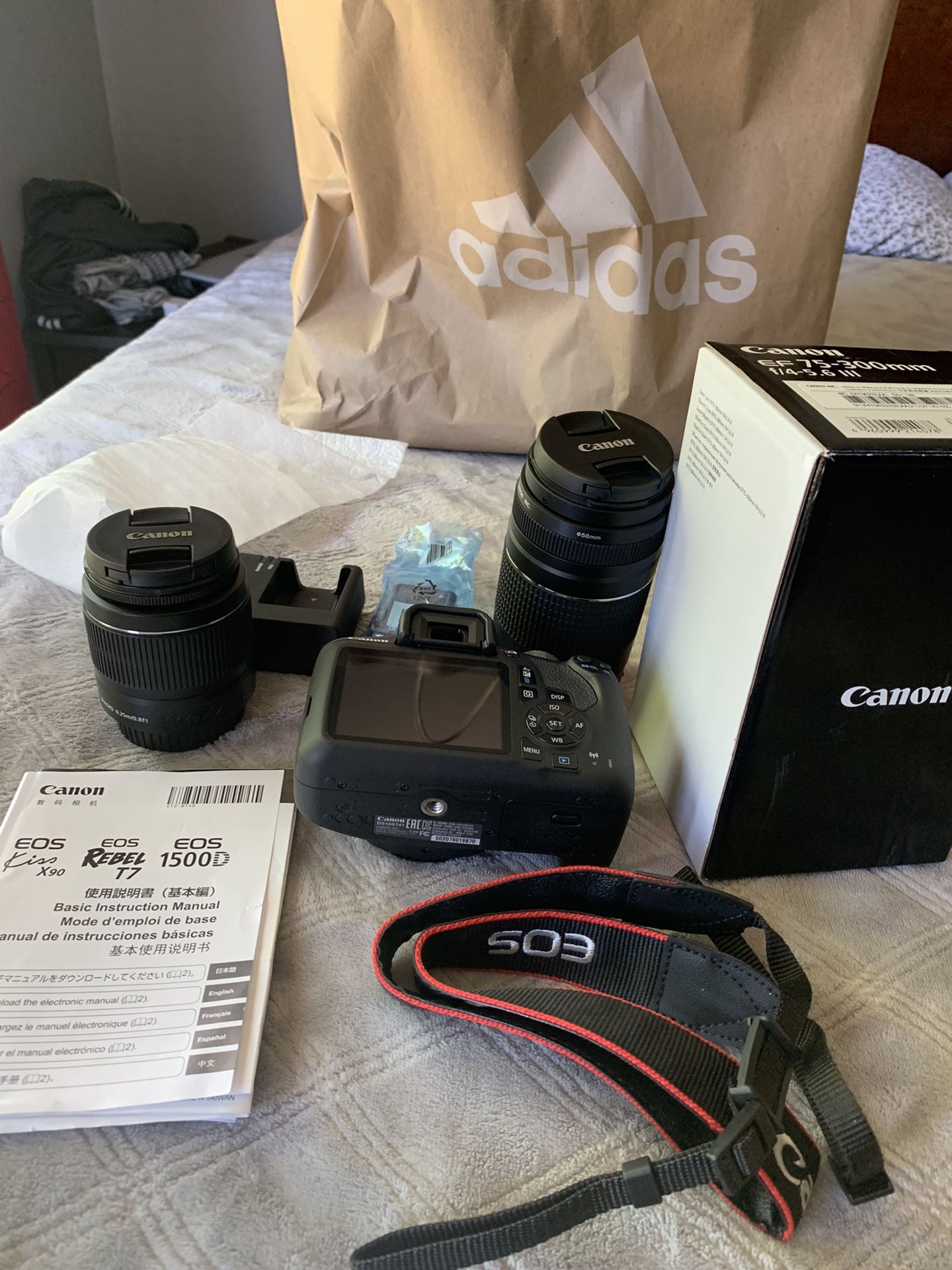 Canon Eos Rédel  T7 With Efs 18-55 Mm Zoom Lens N Zoom Lens Ef5 300 Mm