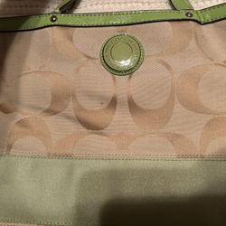 New COACH bag Green And Tan