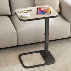 Kitstorack Upgraded TV Tray Table with Panel Lock, Adjustable Height & 90° Flip-Over Design, Sofa Arm End Side Table for Eating, Dinner, Snack, Laptop