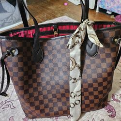 Brown Checkered Tote