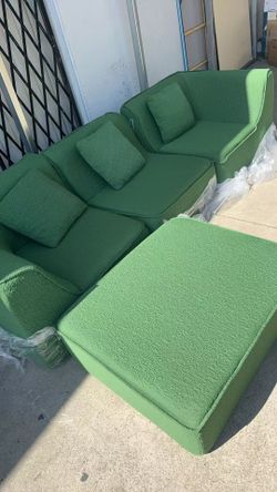 110-inch L-shaped modular sectional sofa, green