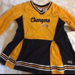 Girl’s Cheerleader Football Chargers Halloween Outfit Pretend Sz 4/5